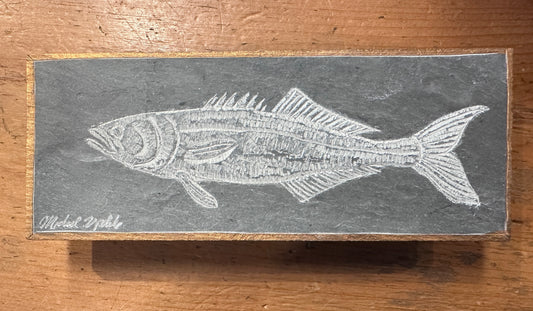 Bluefish l Carved on Slate | Sm Rectangle | Updike