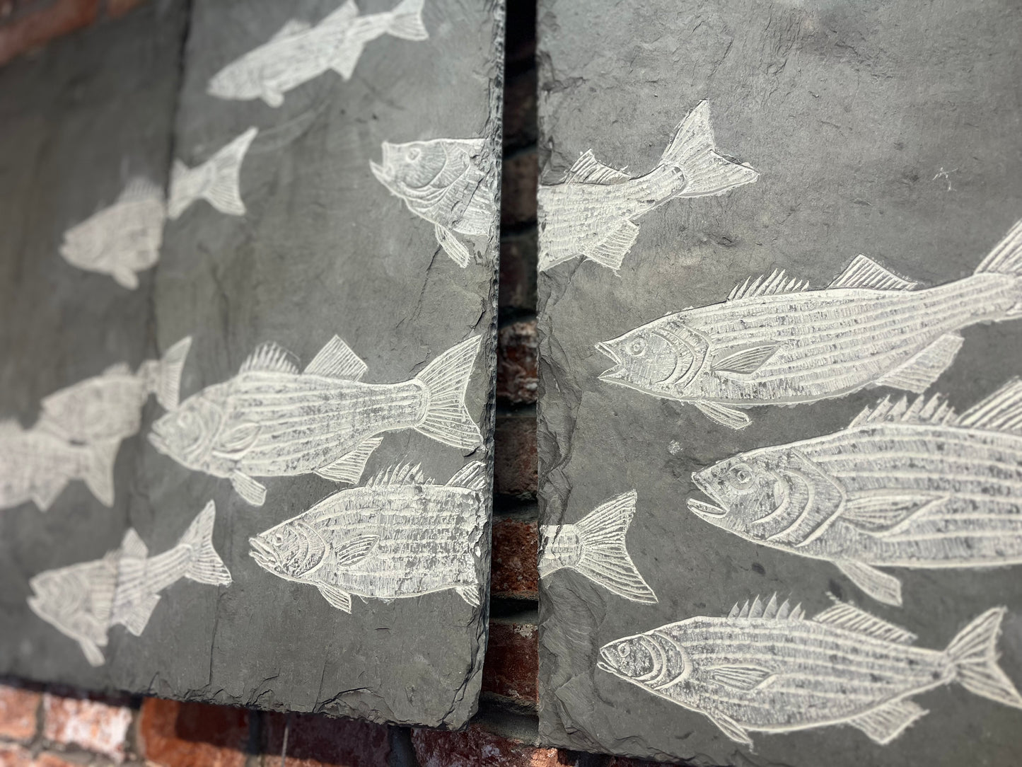 Carved Slate Triptych | Striped Bass | Updike