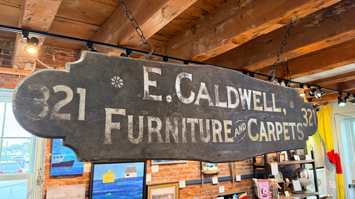 E.Caldwell Double-Sided Smaltz Sign | Late 19th Century