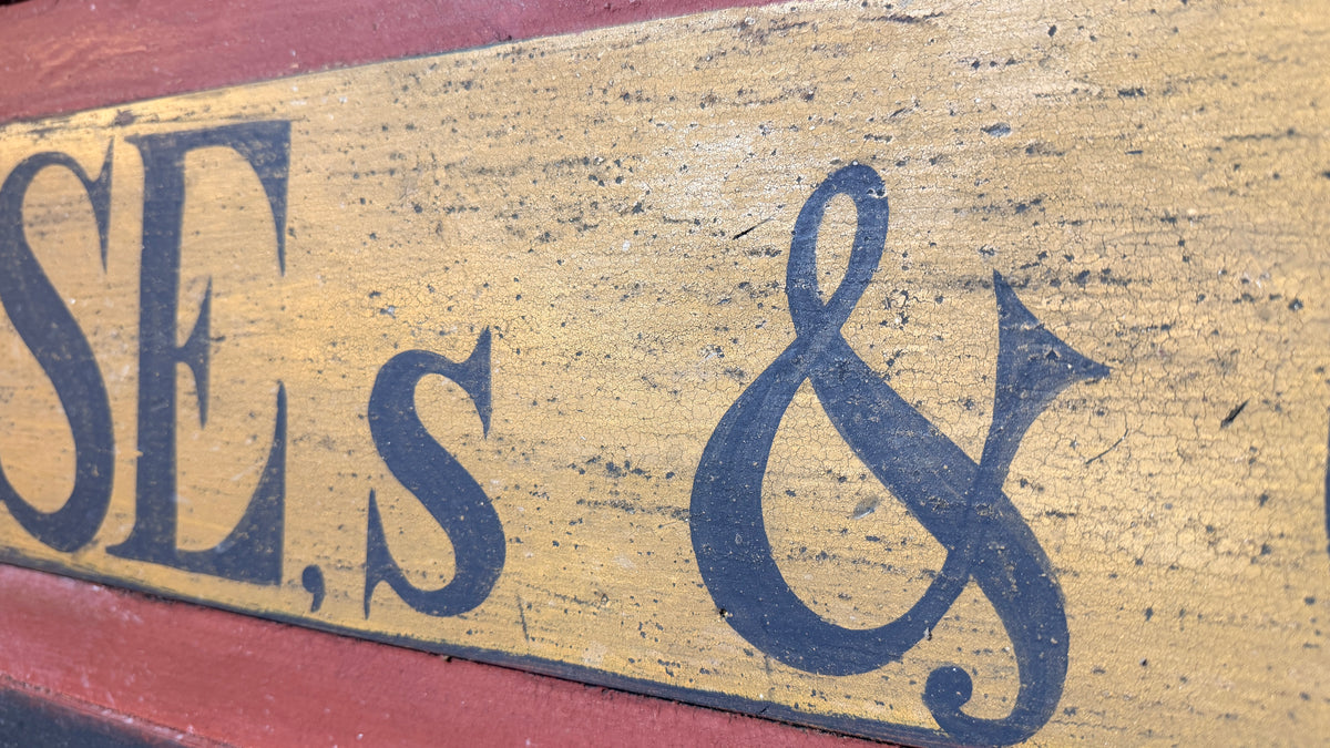 Hand-Crafted Folk Art Sign on early/mid 19th Century Panel | 1970s