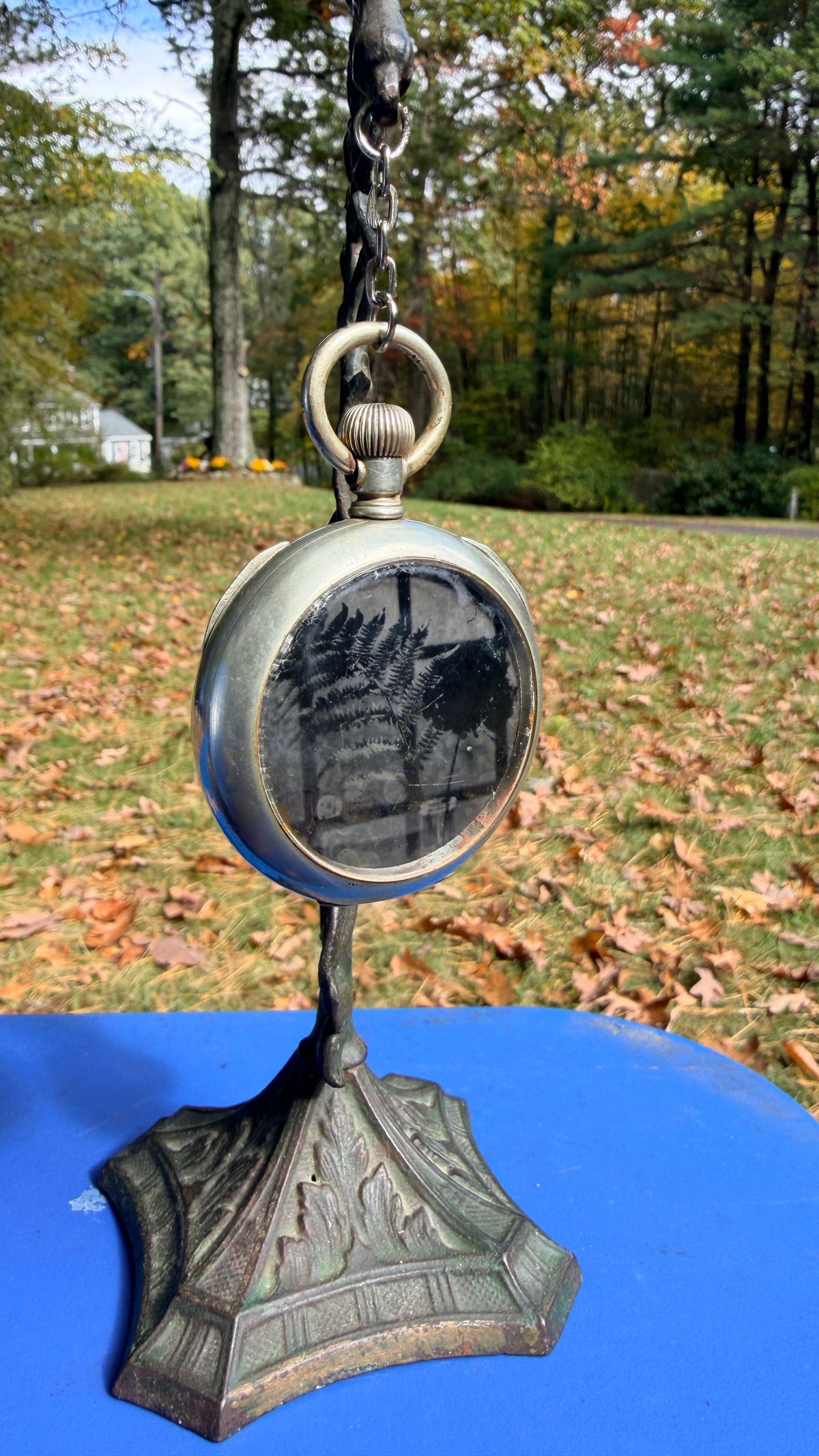Original NESB Tintype | “Fern & Flower” on Antique Pocket Watch Stand