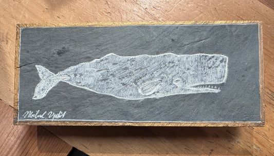 Sperm Whale l Carved on Slate | Sm Rectangle | Updike