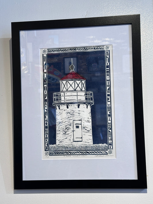 Chris Robinson | Range Light NBPT | Woodcut - Framed