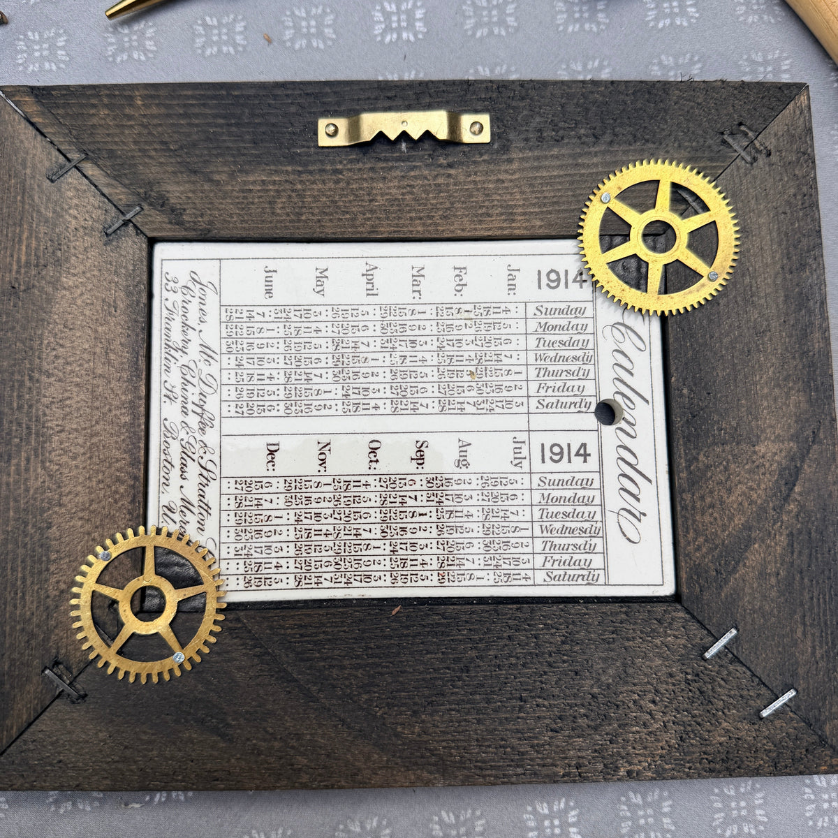 Framed Historic Calendar Tile | c1914 | Jones, McDuffee & Stratton