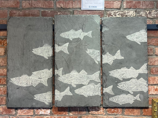 Carved Slate Triptych | Striped Bass | Updike