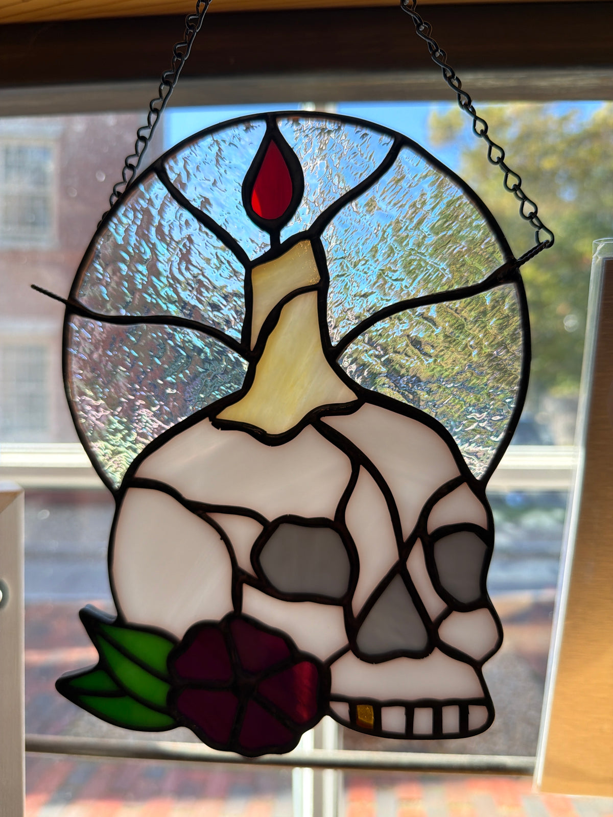 Skull w/Candle Design | Stained Glass | Afterlife Glass