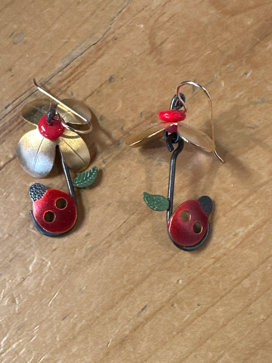 Ladybug Umbrella Earrings | Chickenscratch