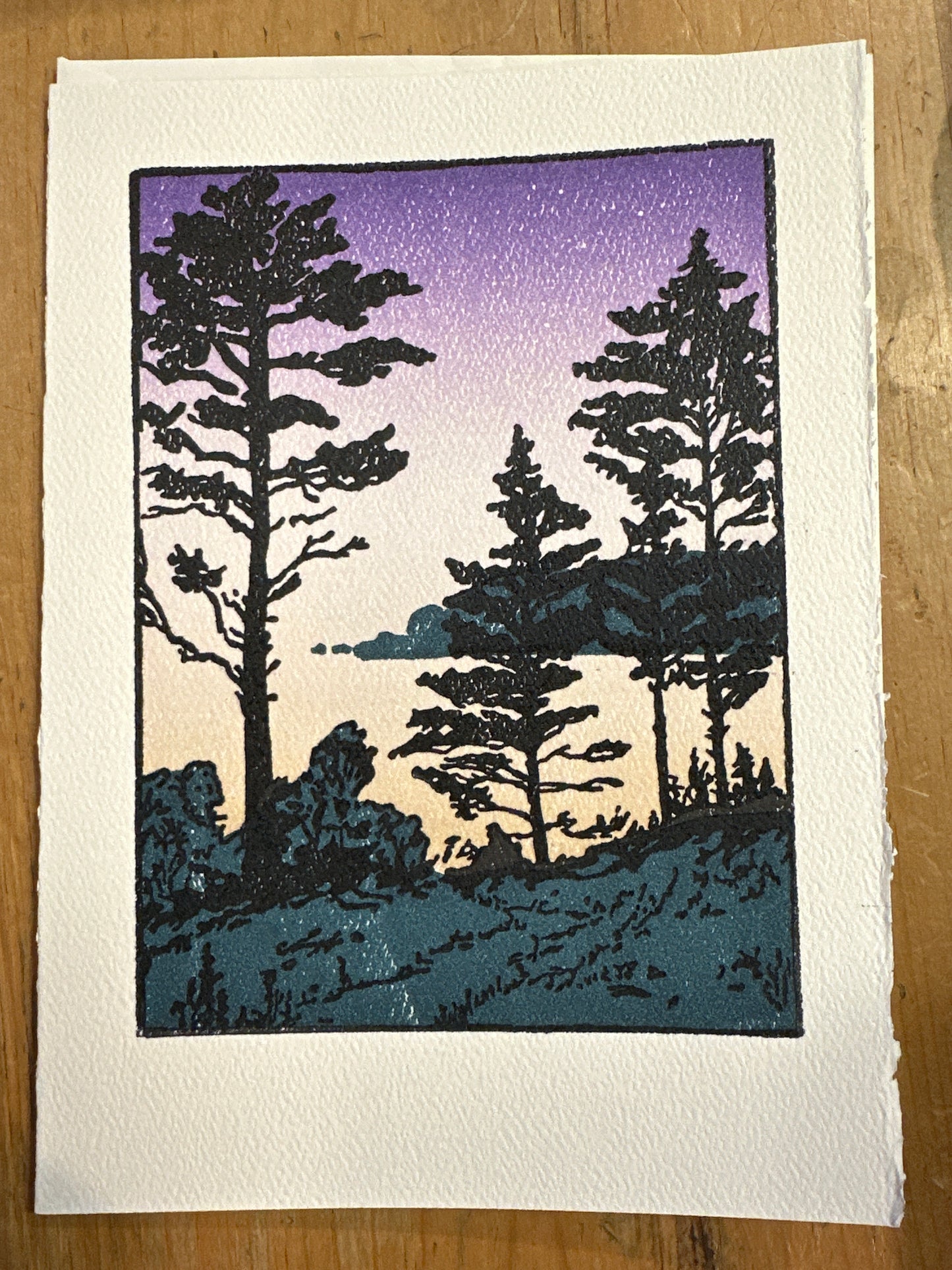 Saturn Press | Twilight Sheepscot River | Letterpress Card