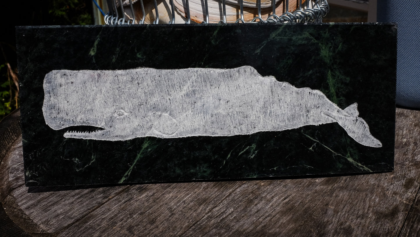 Carved Sperm Whale on Marble | Michael Updike