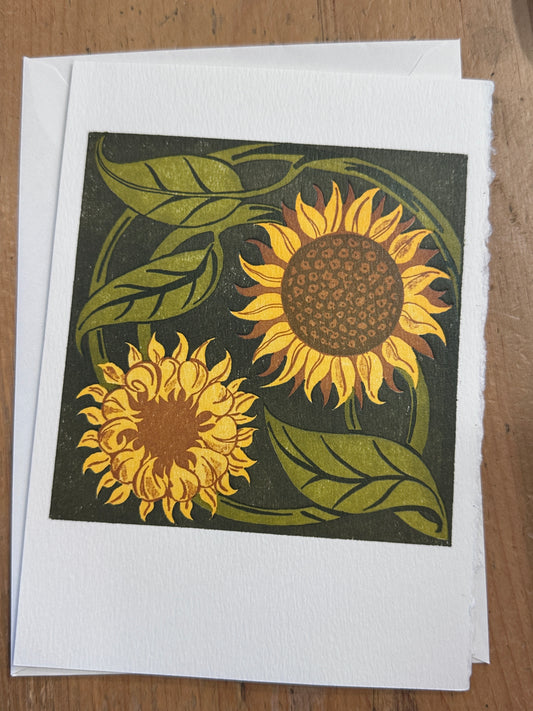 Saturn Press | Sunflower Tile | Letterpress Card