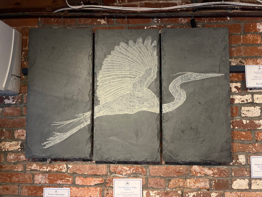 Carved Slate Triptych | Heron in Flight | Updike