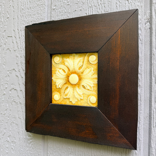 Antique Providential Art Tile | Framed  in Historic Redwood