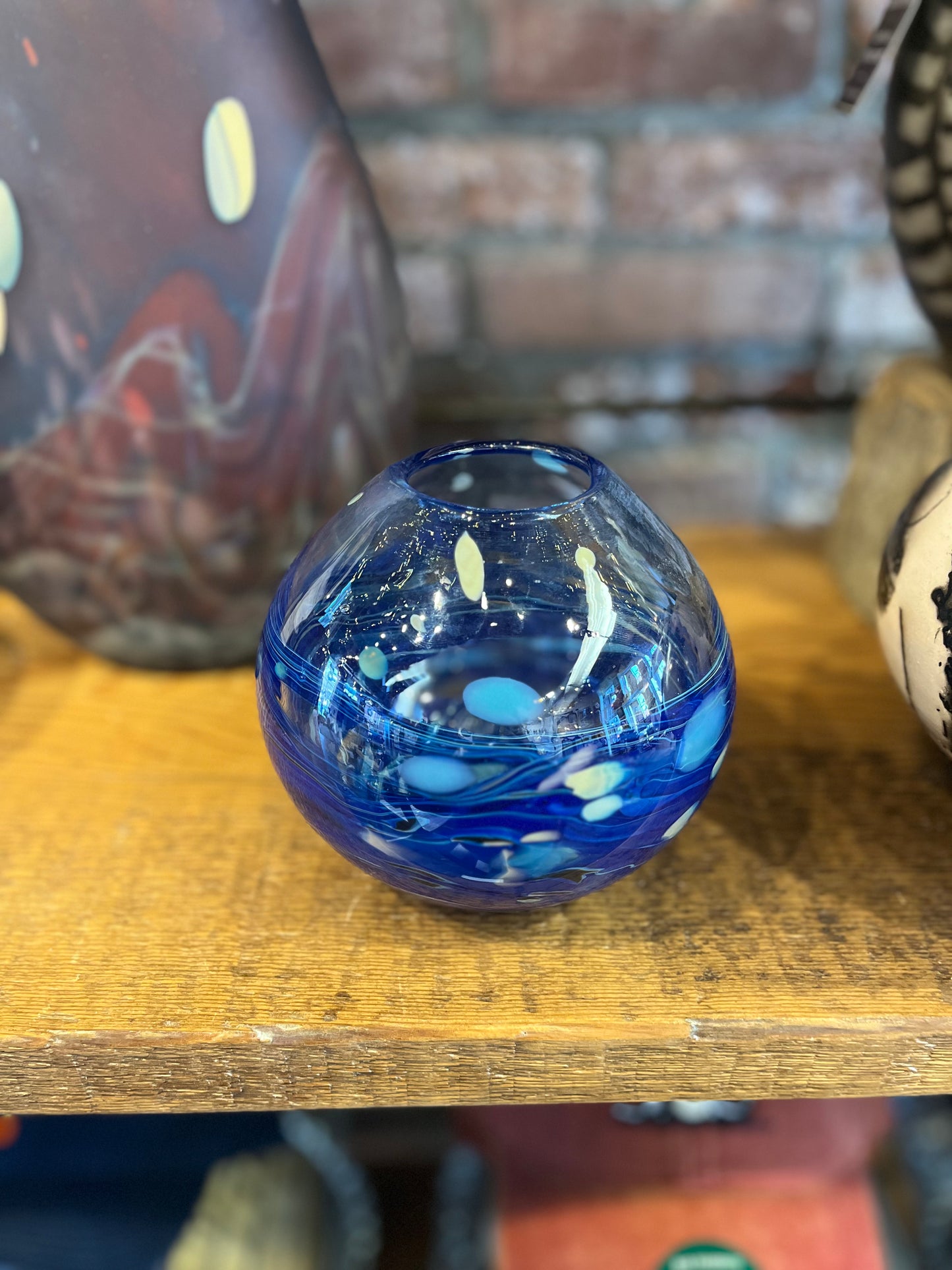 Small Marbled Round Vase | Gordo Glass