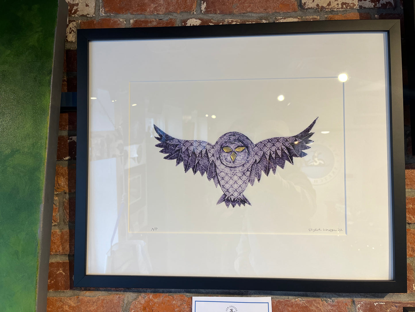 Elizabeth Lorayne  | "Owl”| Framed Collagraph