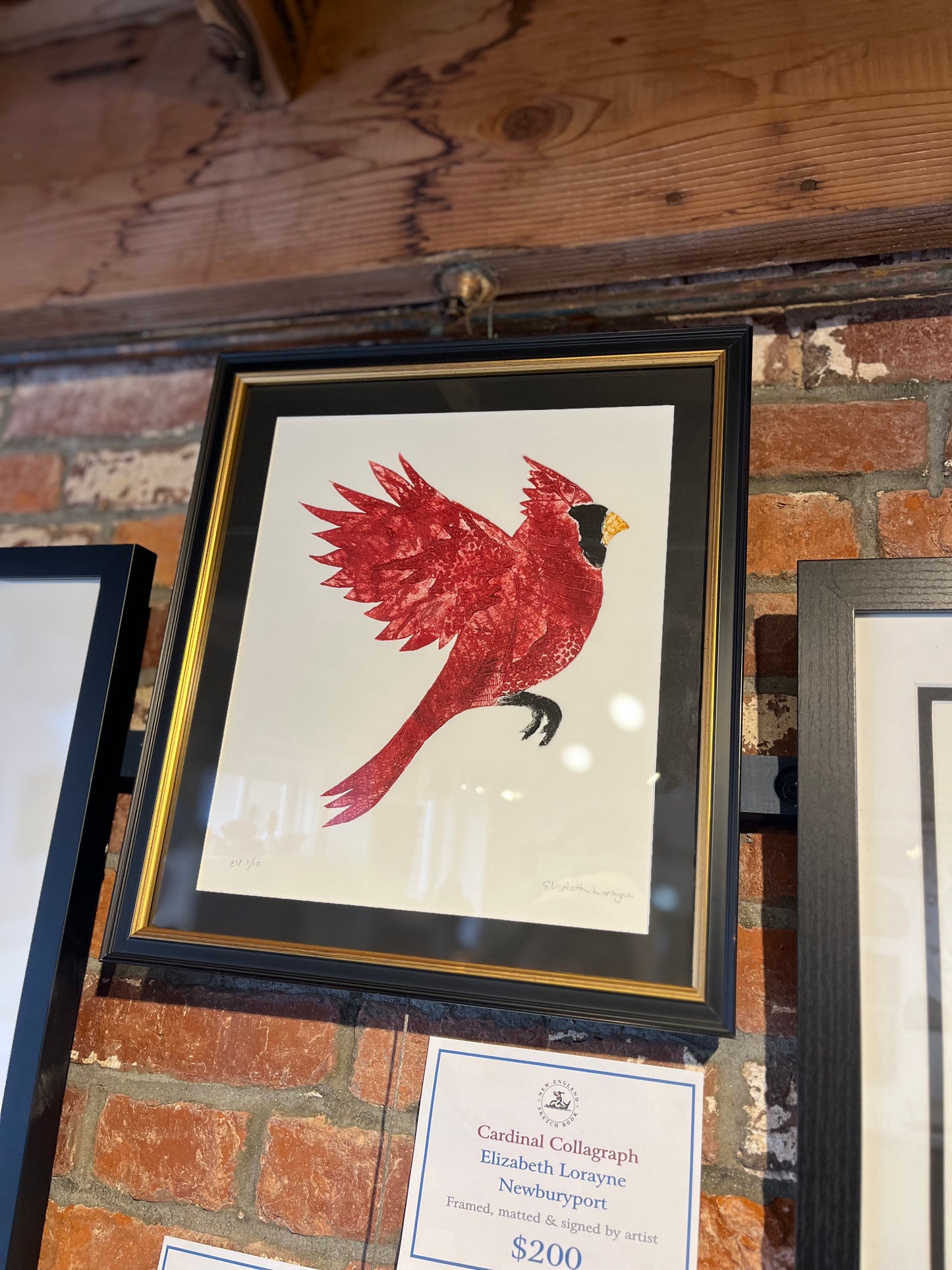 Elizabeth Lorayne  | "Cardinal" | Framed Collagraph