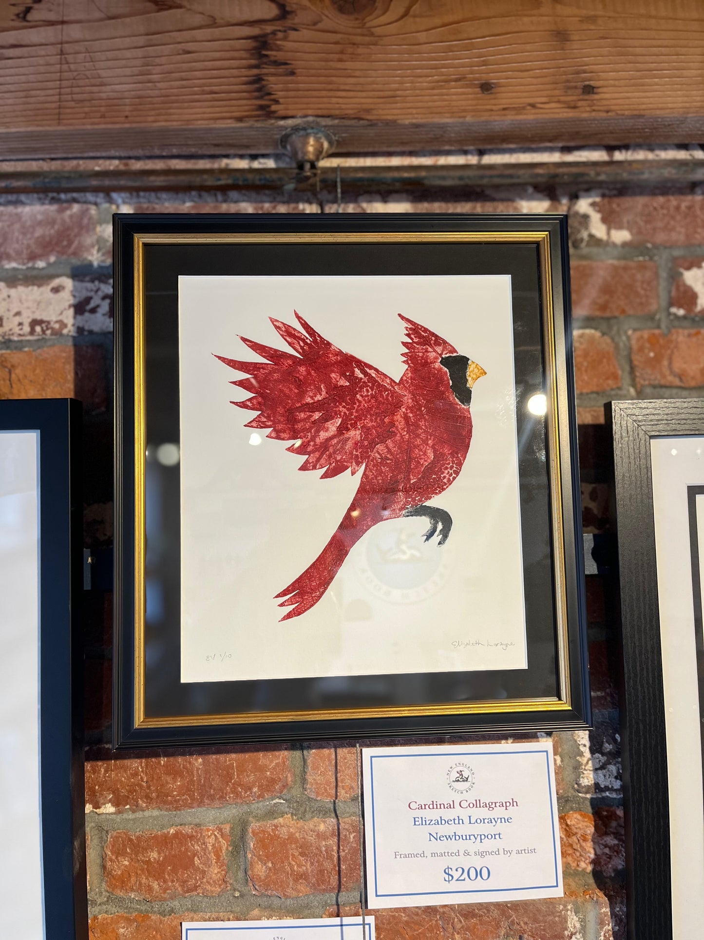 Elizabeth Lorayne  | "Cardinal" | Framed Collagraph