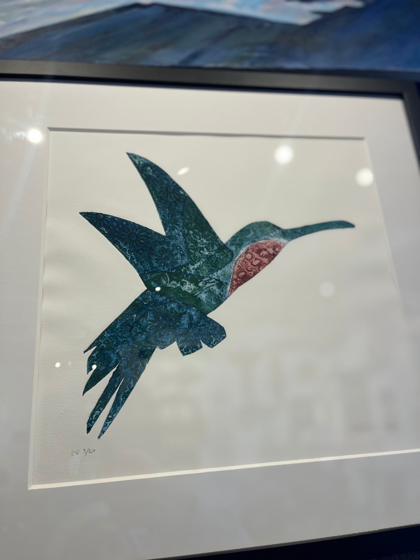 Elizabeth Lorayne  | "Hummingbird " | Framed Collagraph