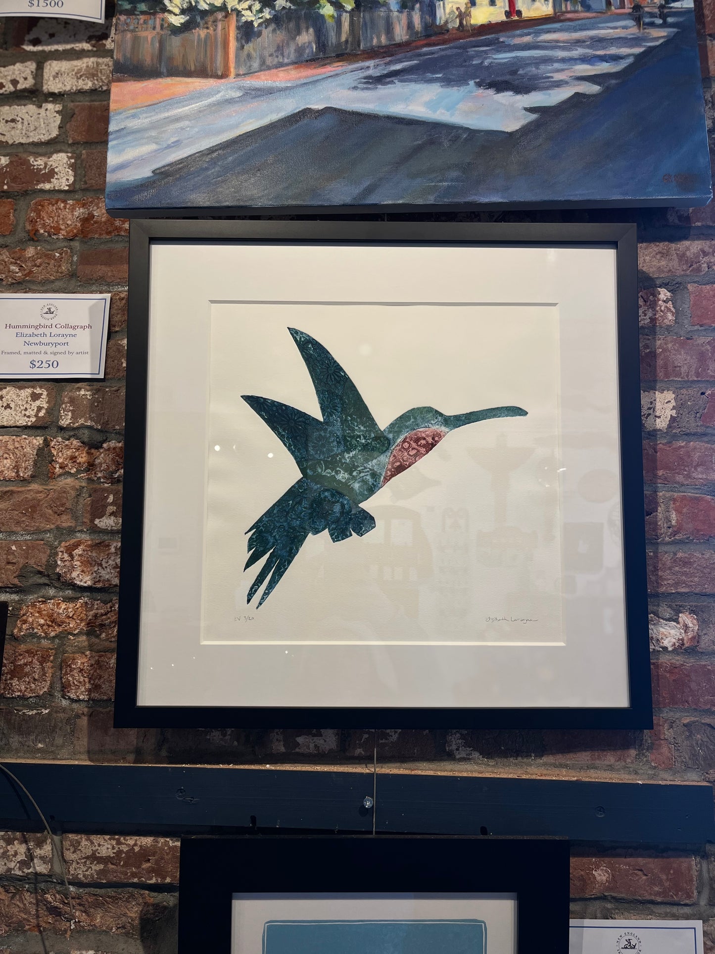 Elizabeth Lorayne  | "Hummingbird " | Framed Collagraph