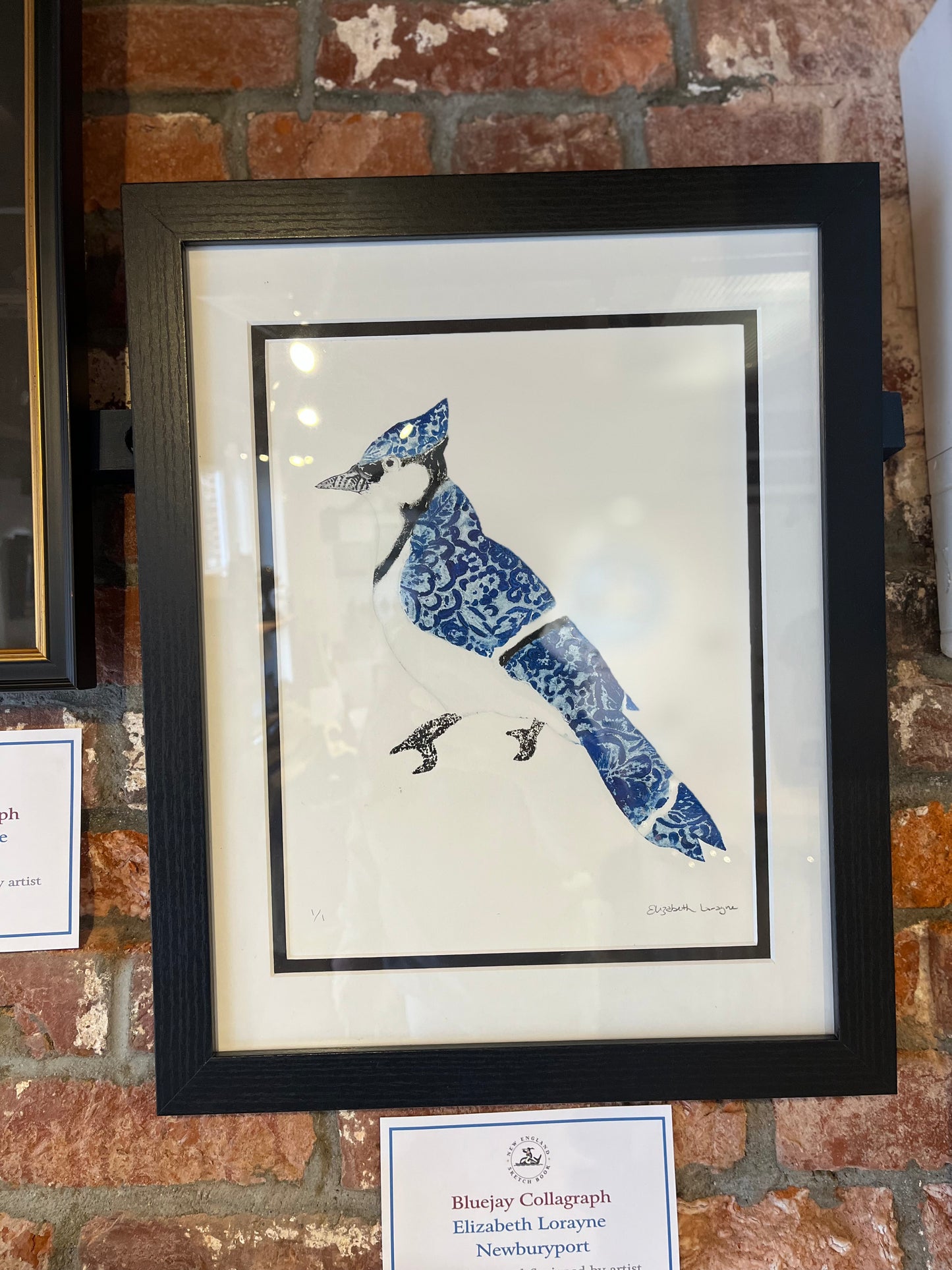 Elizabeth Lorayne  | "Blue Jay" | Framed Collagraph