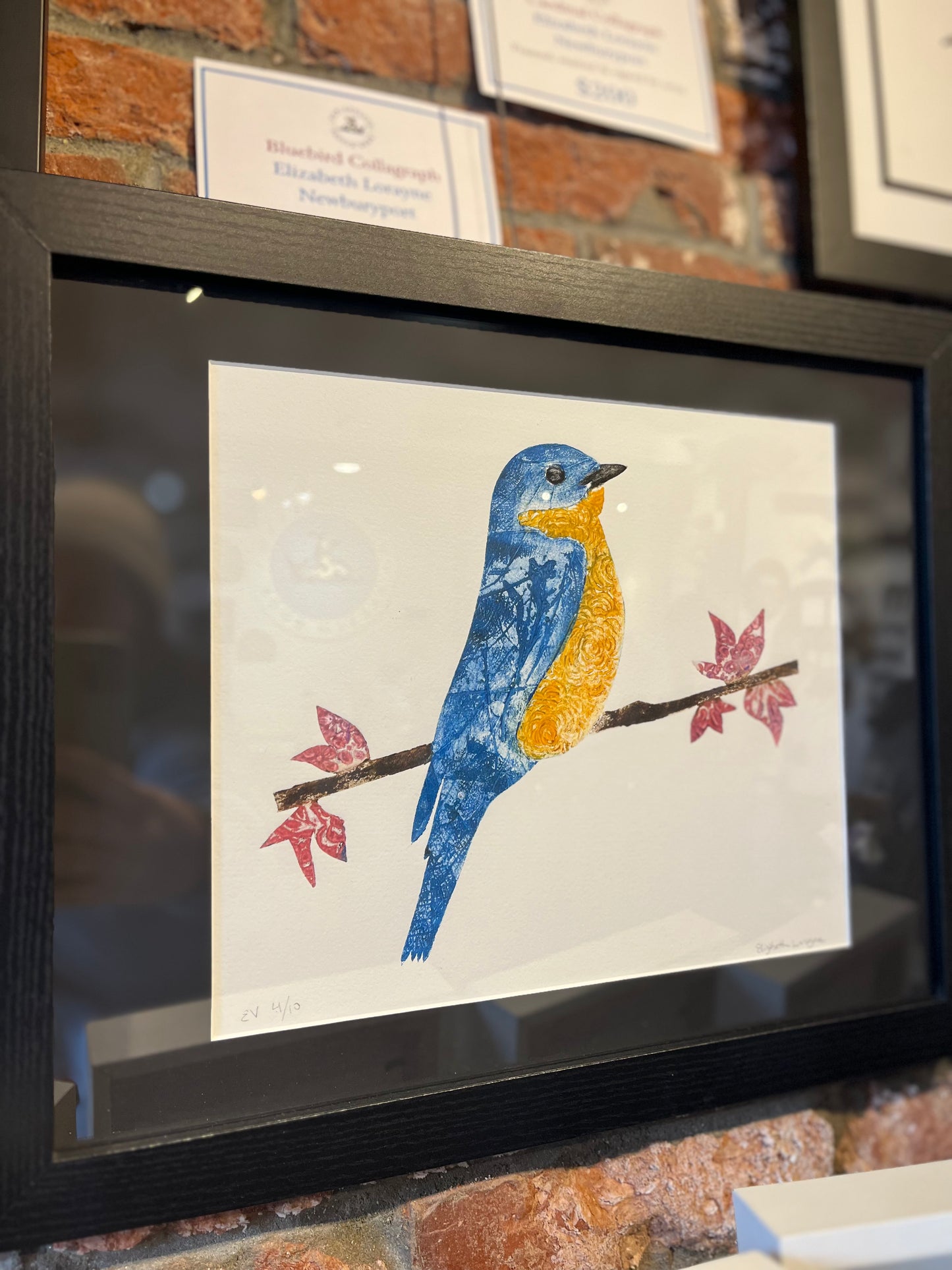 Elizabeth Lorayne  | "Blue Bird”| Framed Collagraph