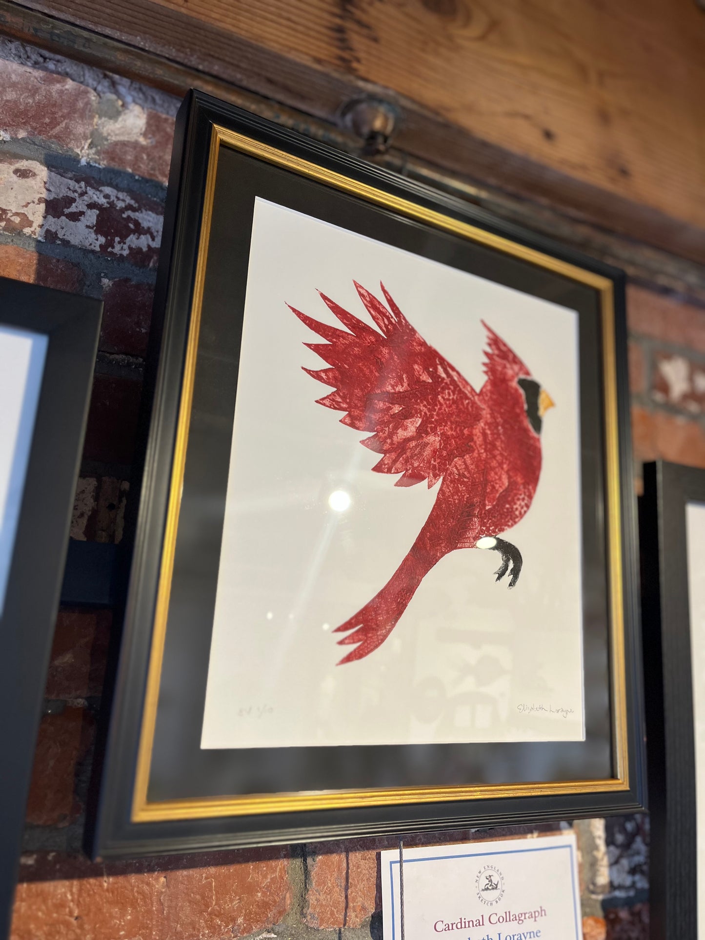 Elizabeth Lorayne  | "Cardinal" | Framed Collagraph