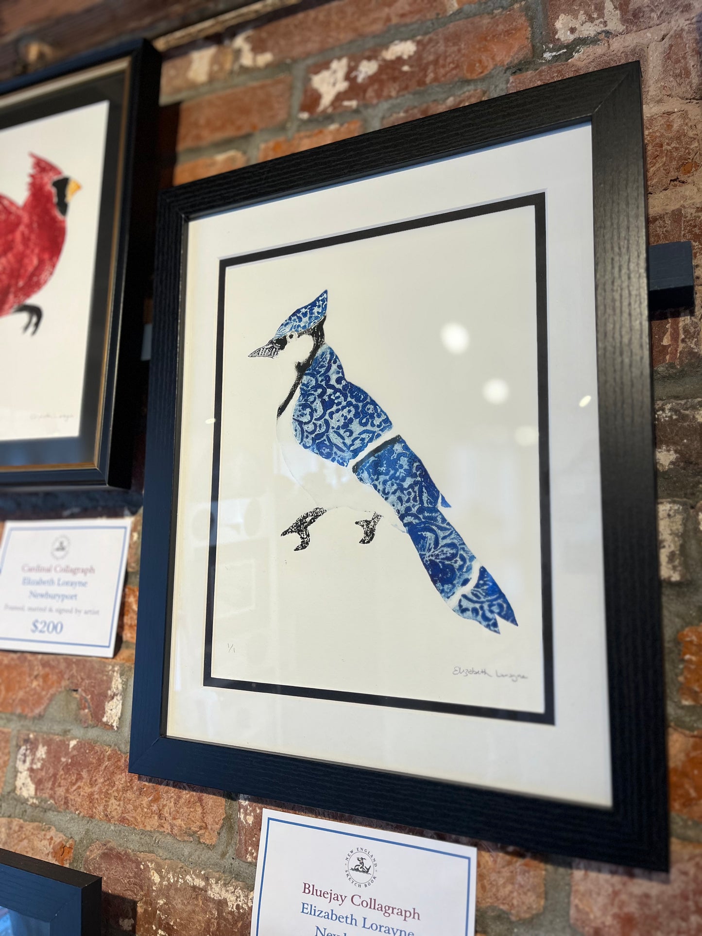 Elizabeth Lorayne  | "Blue Jay" | Framed Collagraph