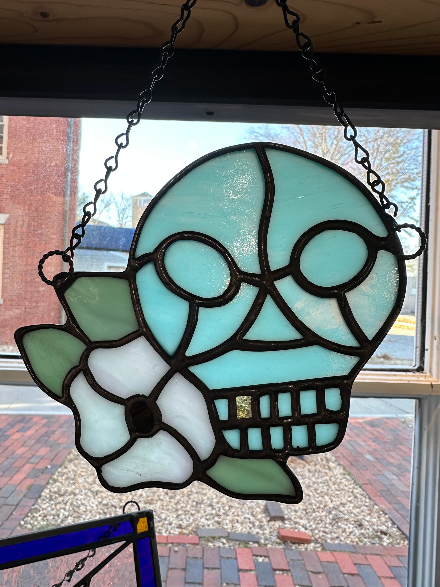 Skull w/Flower Design | Stained Glass | Afterlife Glass