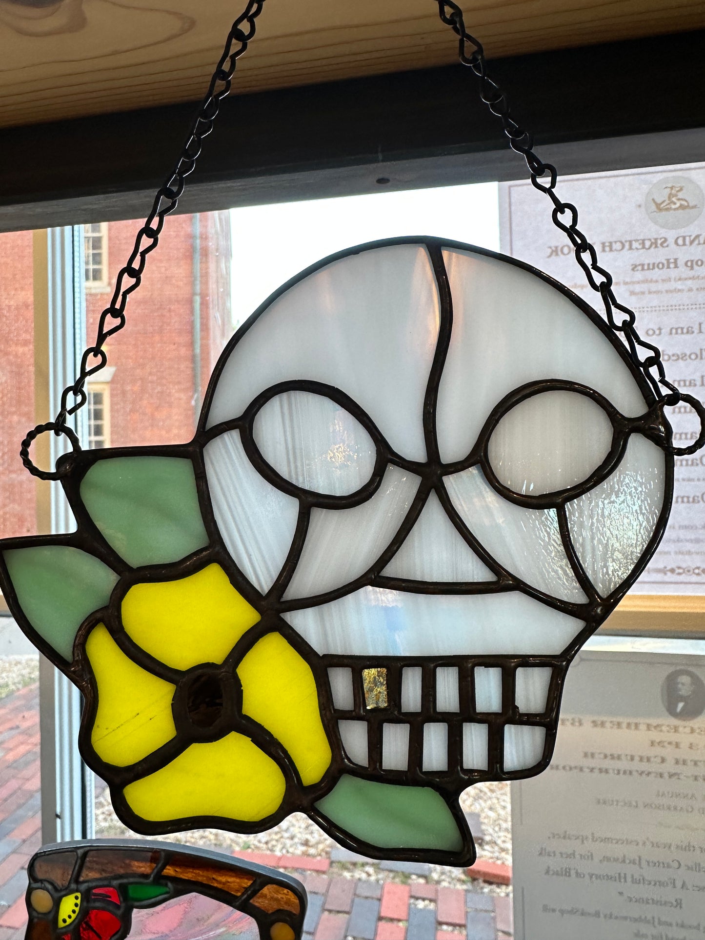 Skull w/Flower Design | Stained Glass | Afterlife Glass