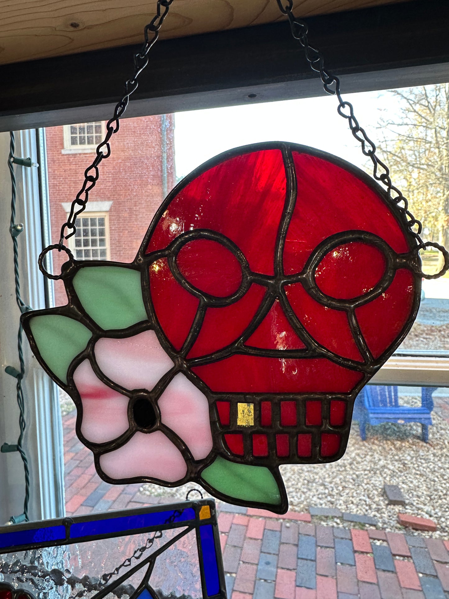 Skull w/Flower Design | Stained Glass | Afterlife Glass