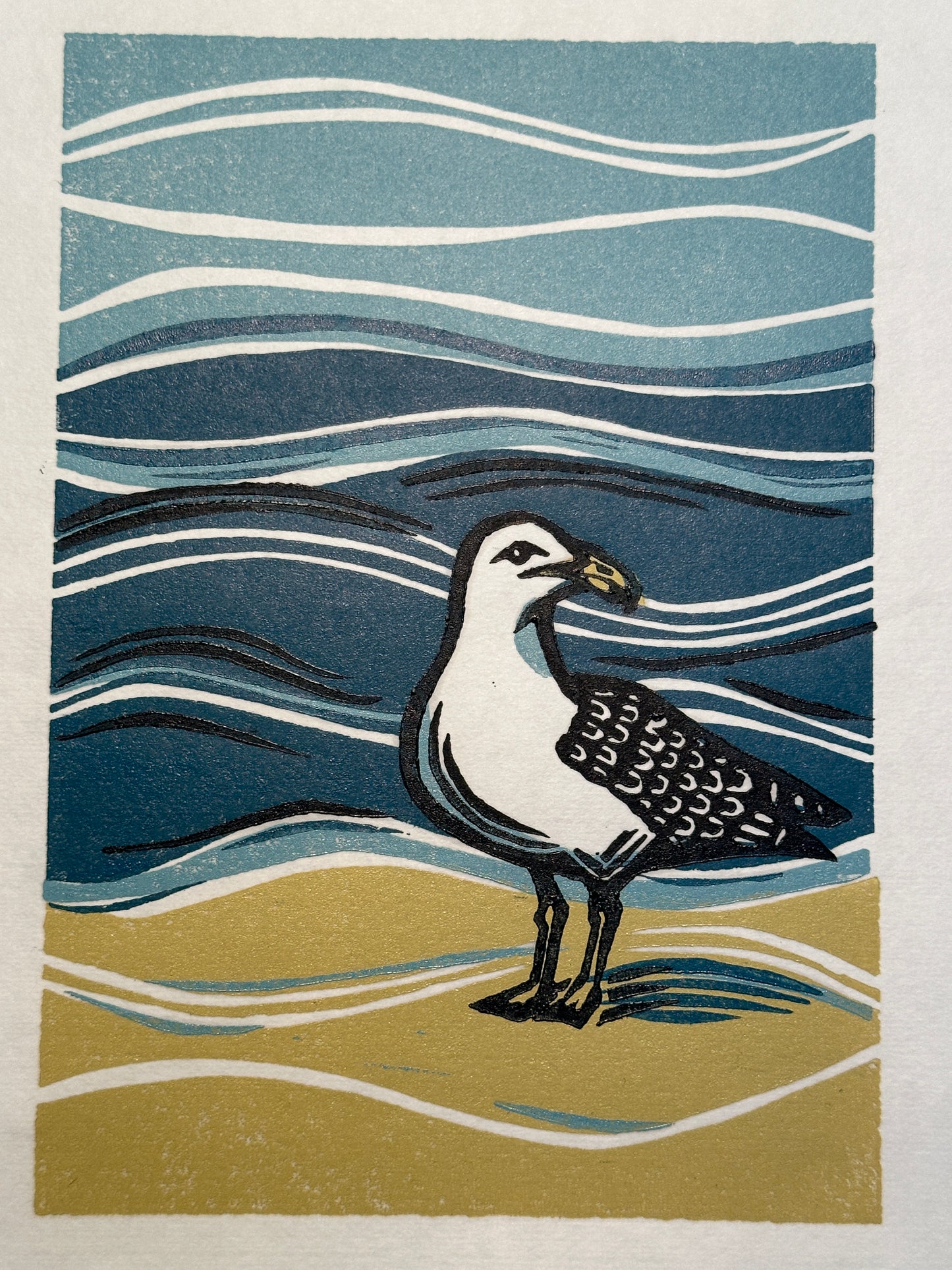 Linocut Print Framed | "Jonathan Livingston" | Andrea Maginnis