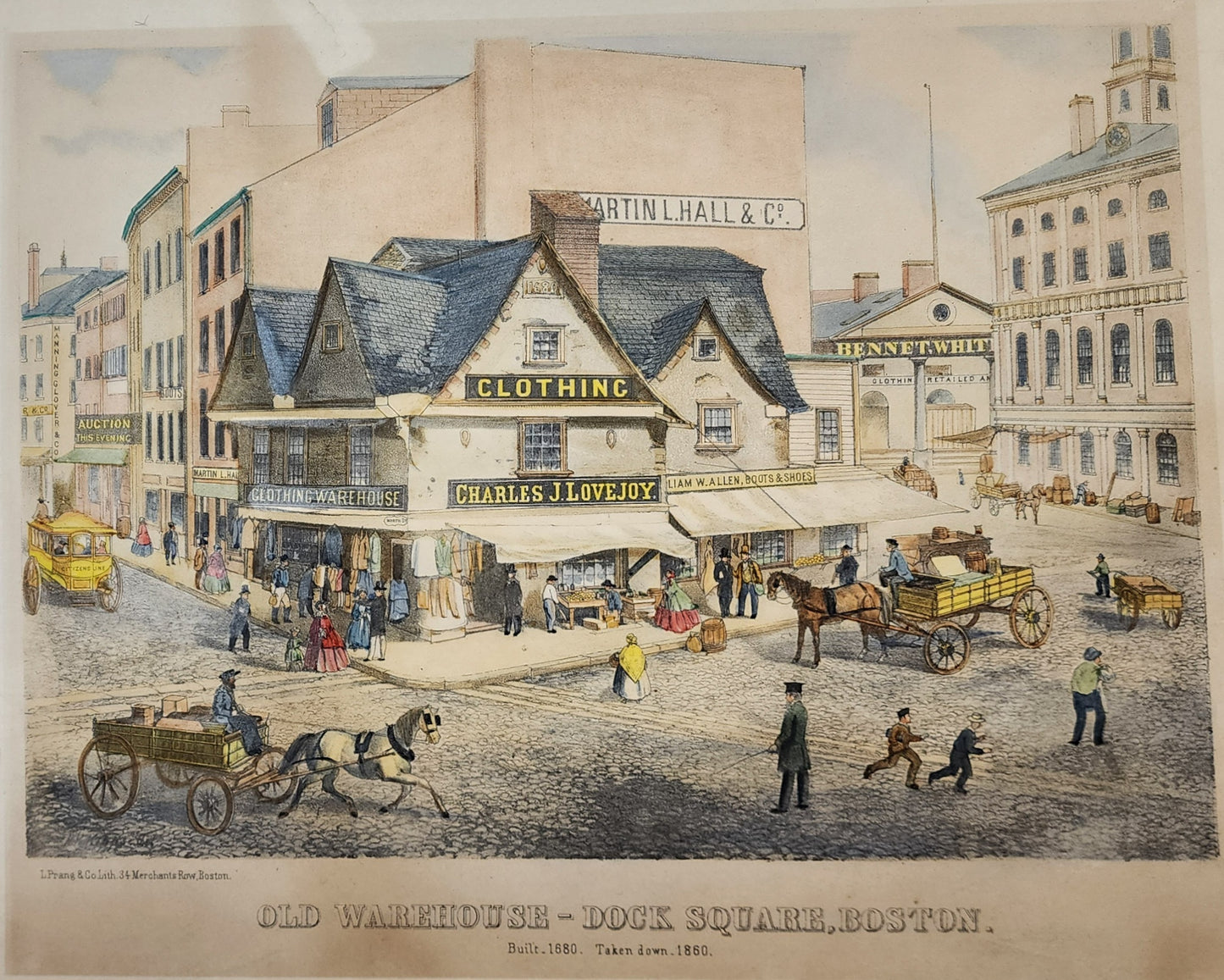1861 Prang Lithograph | Dock Square Boston