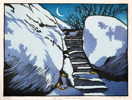 "Wanning" Gloucester MA | Woodcut Print by Dan Fionte