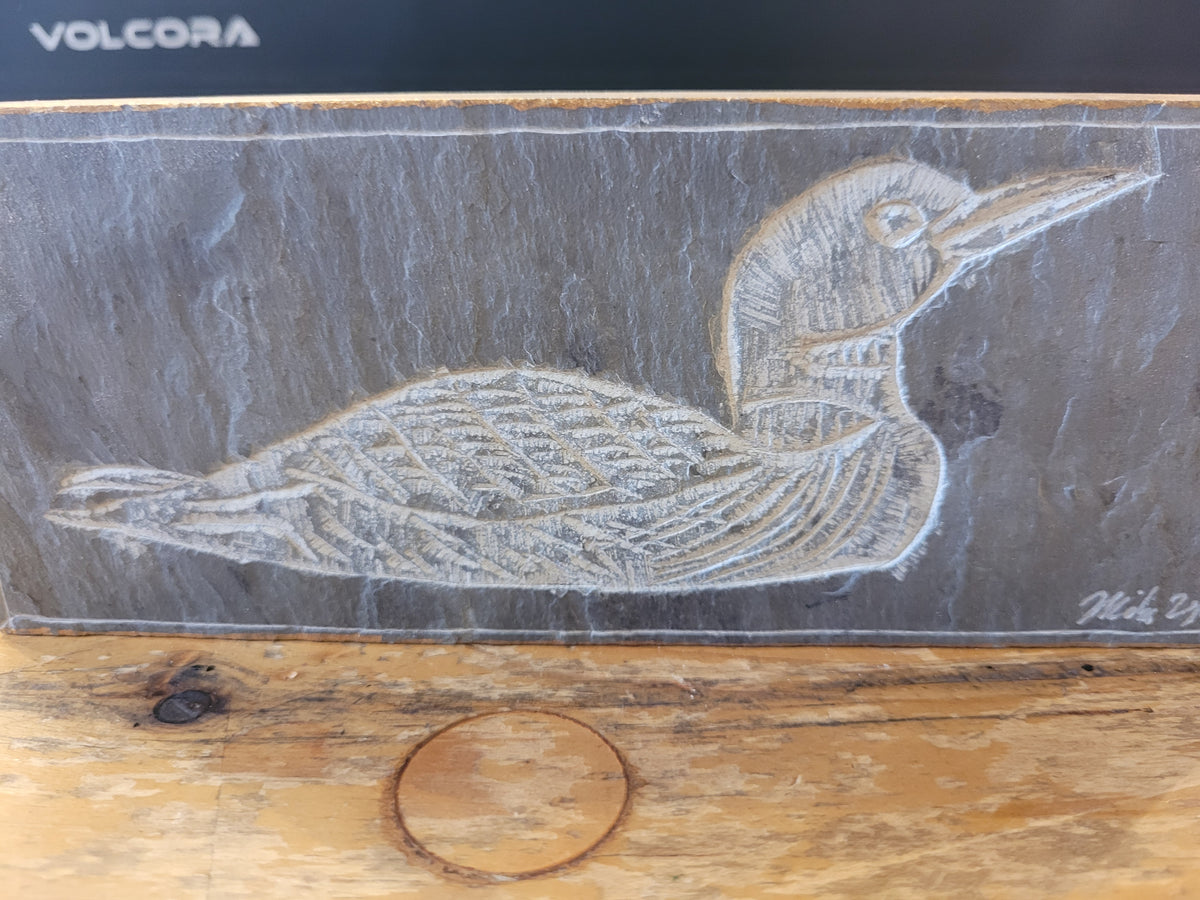 Loon  l Carved on Slate | Sm Rectangle | Updike
