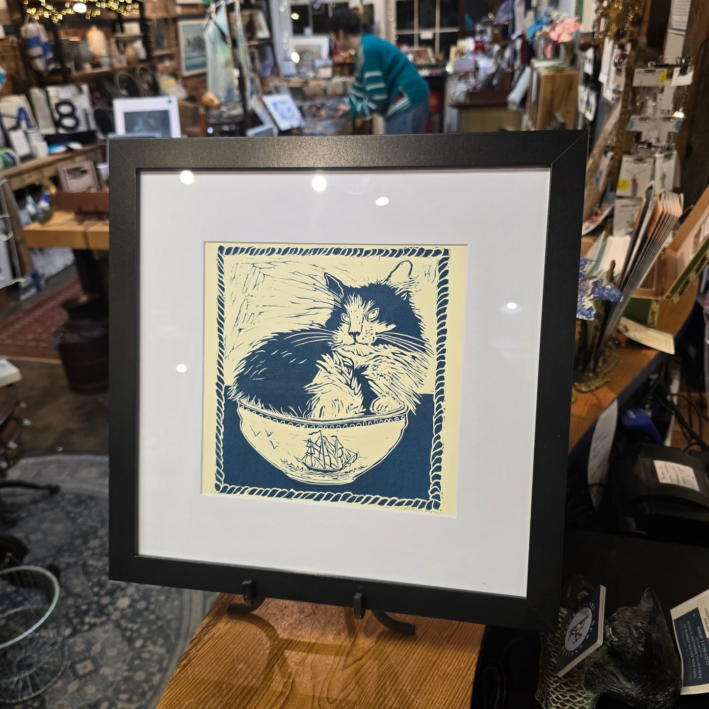 Chris Robinson | "The Ship’s Cat" | Linocut - Framed