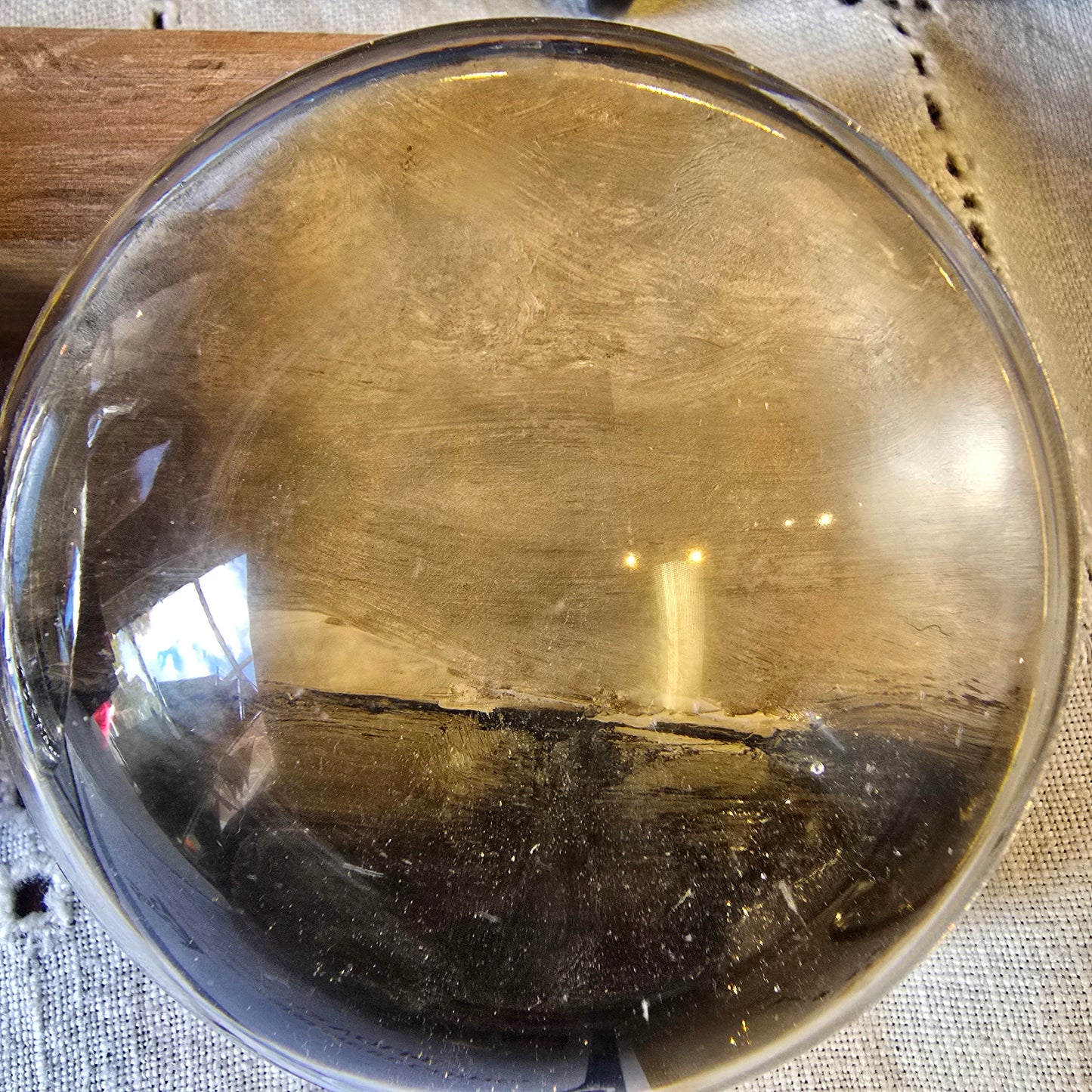 “Domed Ice" | Original Tar & Oil | Antique Magnifier Paperweight | Chris Volpe