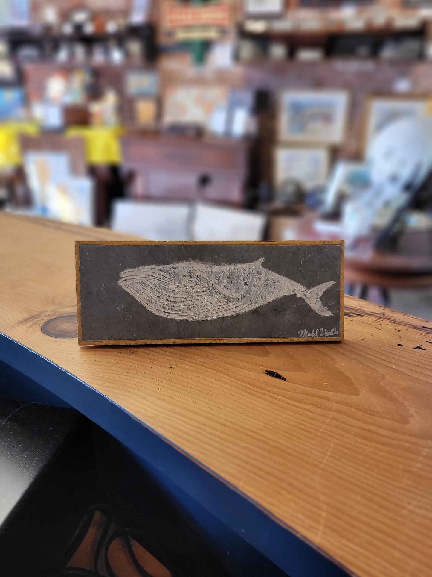 Whale  l Carved on Slate | Sm Rectangle | Updike