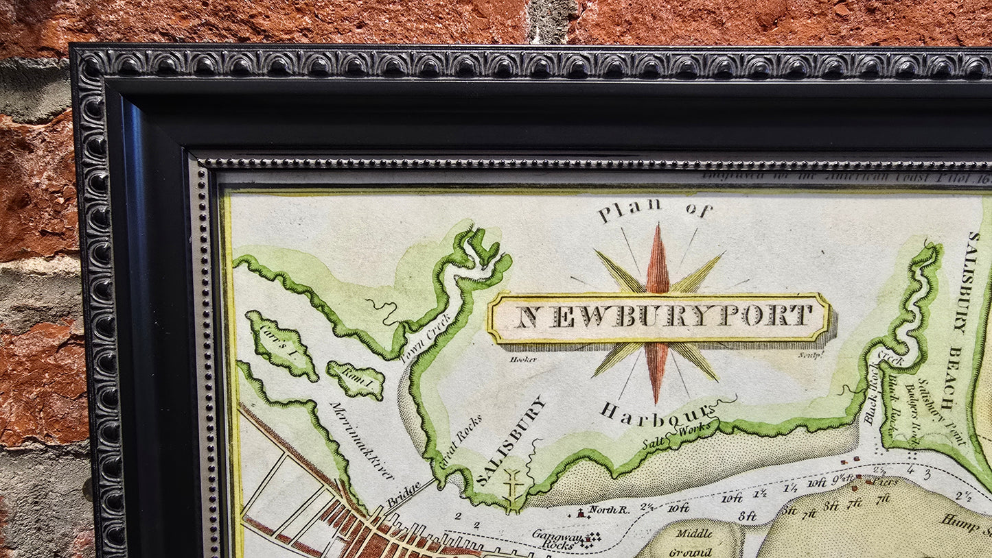 Framed Newburyport Navigational Chart | c1850 | NESB Archival Giclee Print