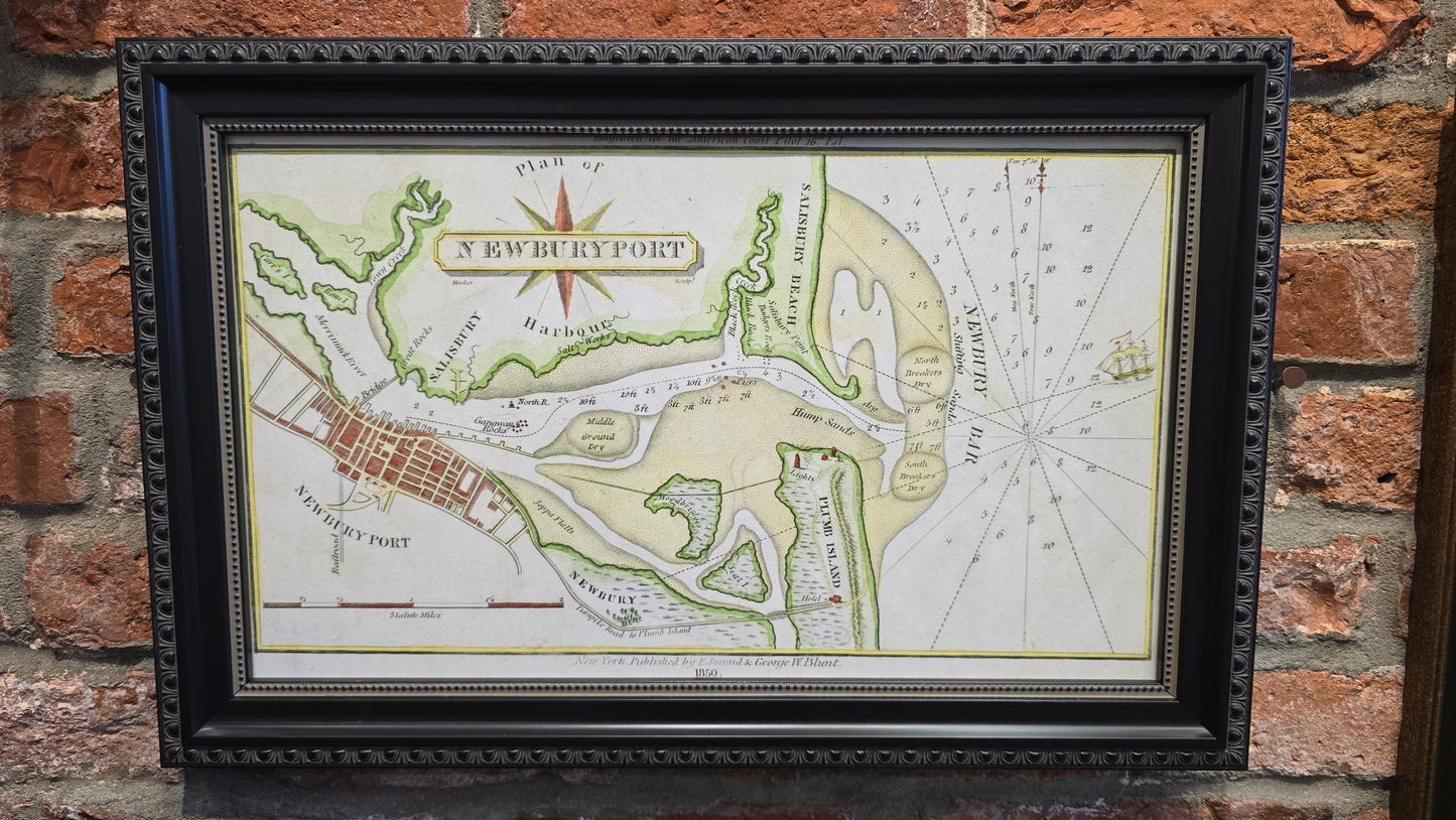 Framed Newburyport Navigational Chart | c1850 | NESB Archival Giclee Print