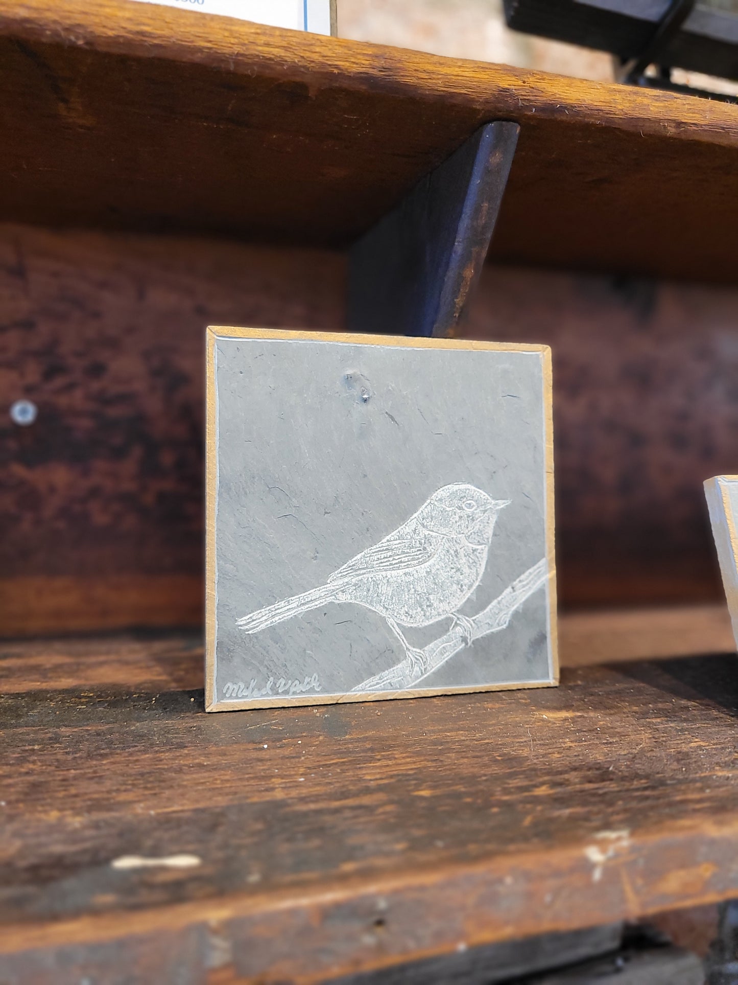 Bird Carved on Square Slate | Updike