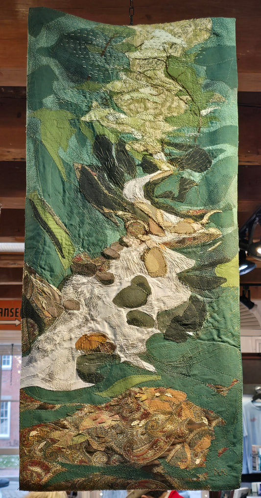 Cascading River Tapestry No.1 | Reclaimed Fabrics on Hand-Crafted Frame | DUO