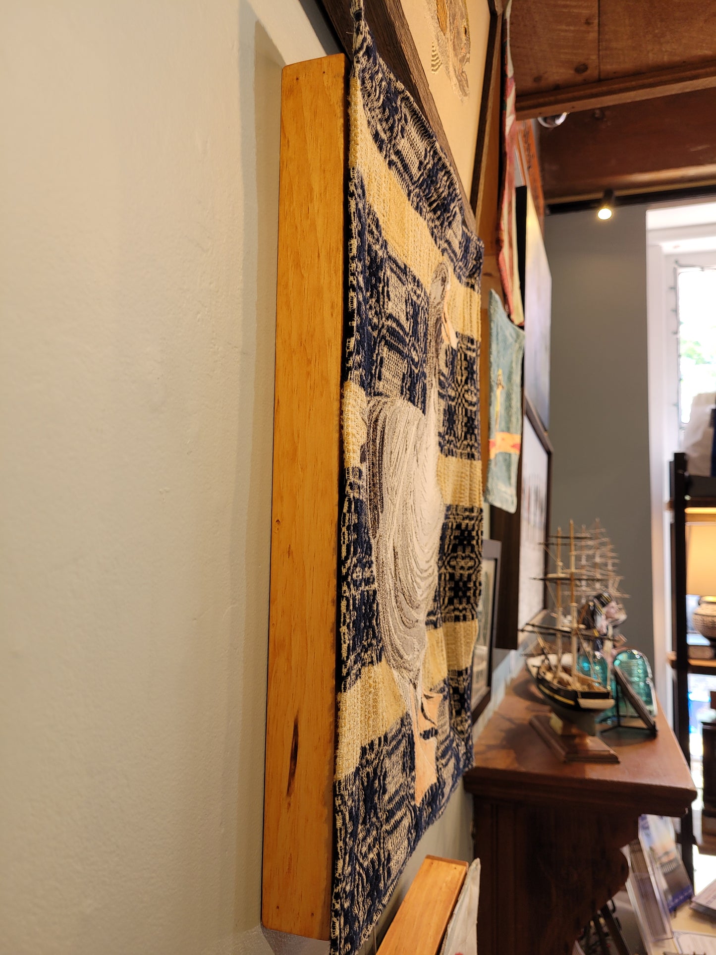 "Grey Goose" Tapestry on wood frame | Reclaimed Fabrics Art by DUO