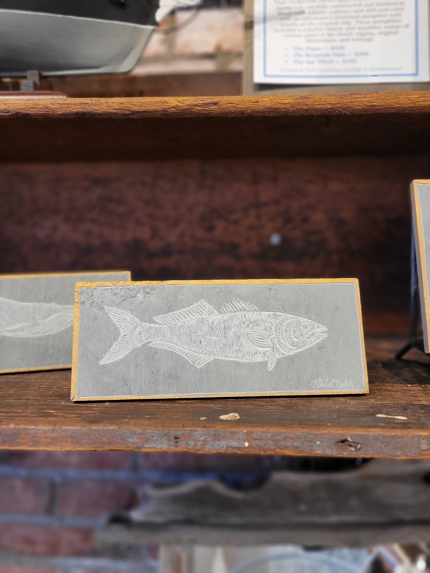 Fish Carved on Slate | Sm Rectangle | Updike