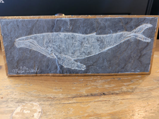 Humpback Whale #1   l Carved on Slate | Sm Rectangle | Updike