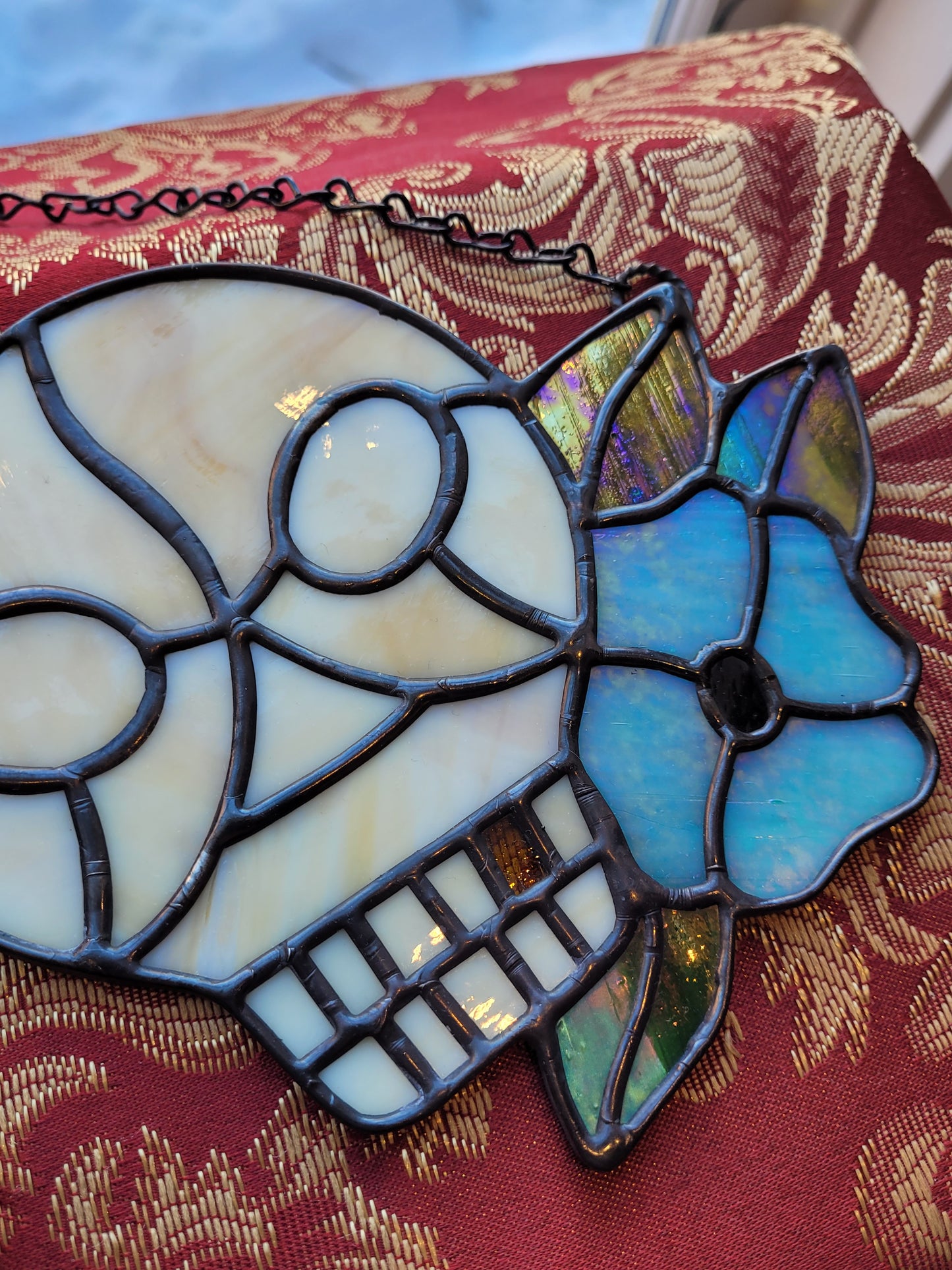 Skull w/Flower Design | Stained Glass | Afterlife Glass
