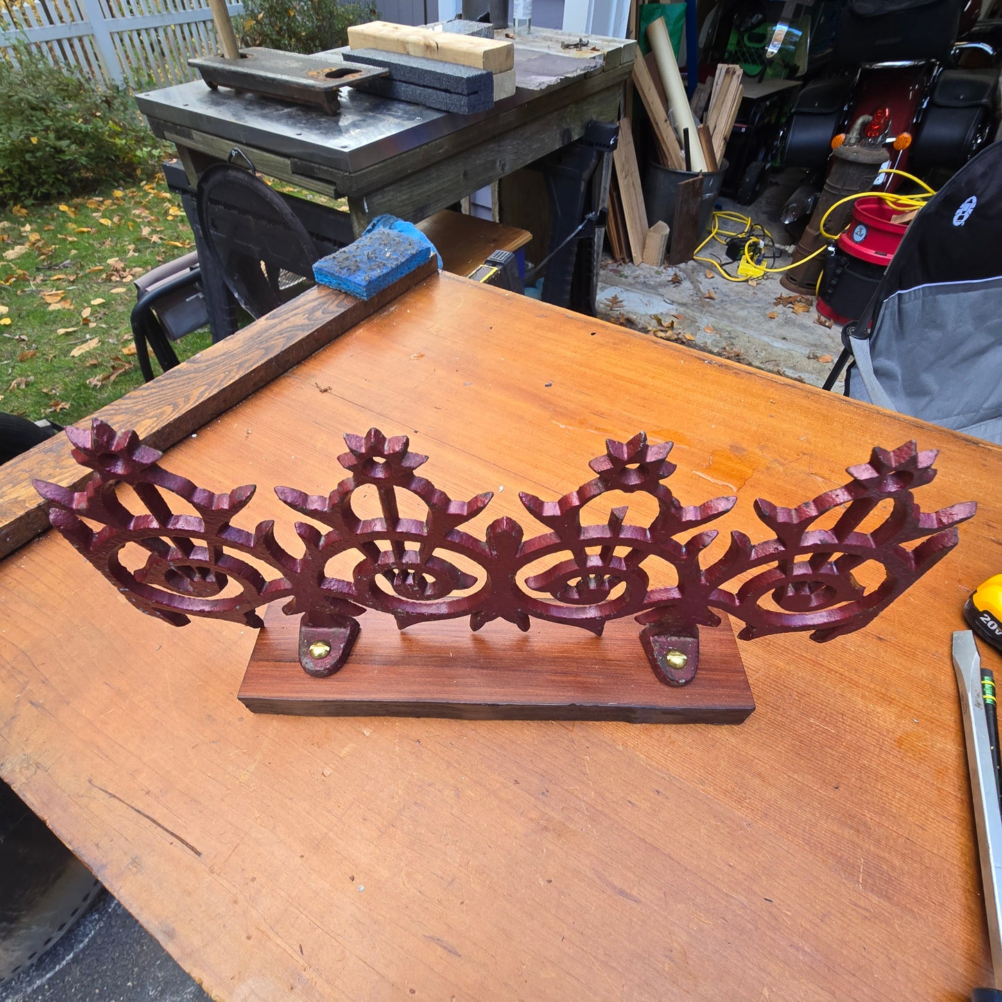 Antique Painted Snowdog on Navy Yard Redwood