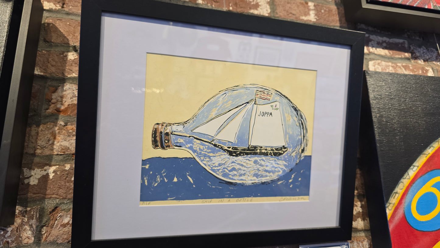 Chris Robinson | "Ship in a Bottle" | Hand-Drawn Silkscreen Framed