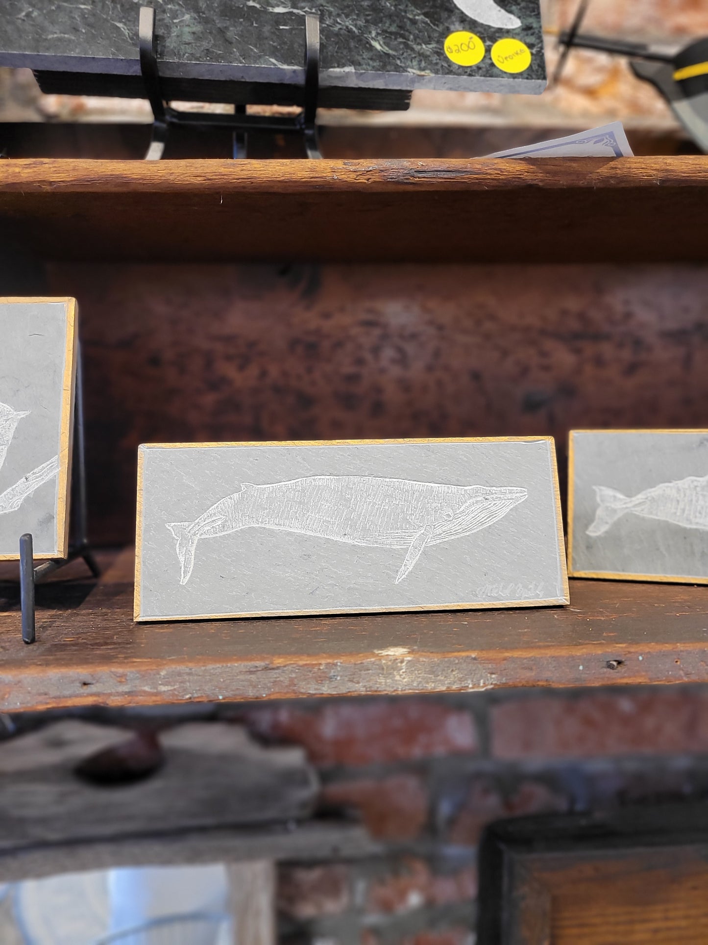 Humpback Whale Carved on Slate | Sm Rectangle | Updike