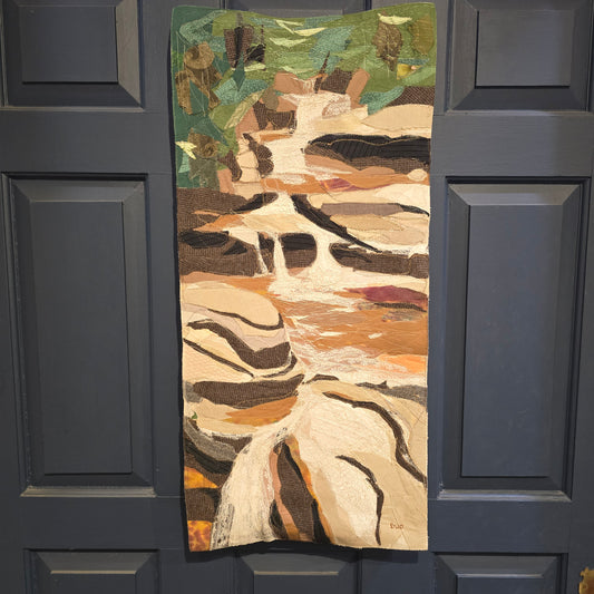 Cascading River Tapestry No.2 | Reclaimed Fabrics on Hand-Crafted Frame | DUO