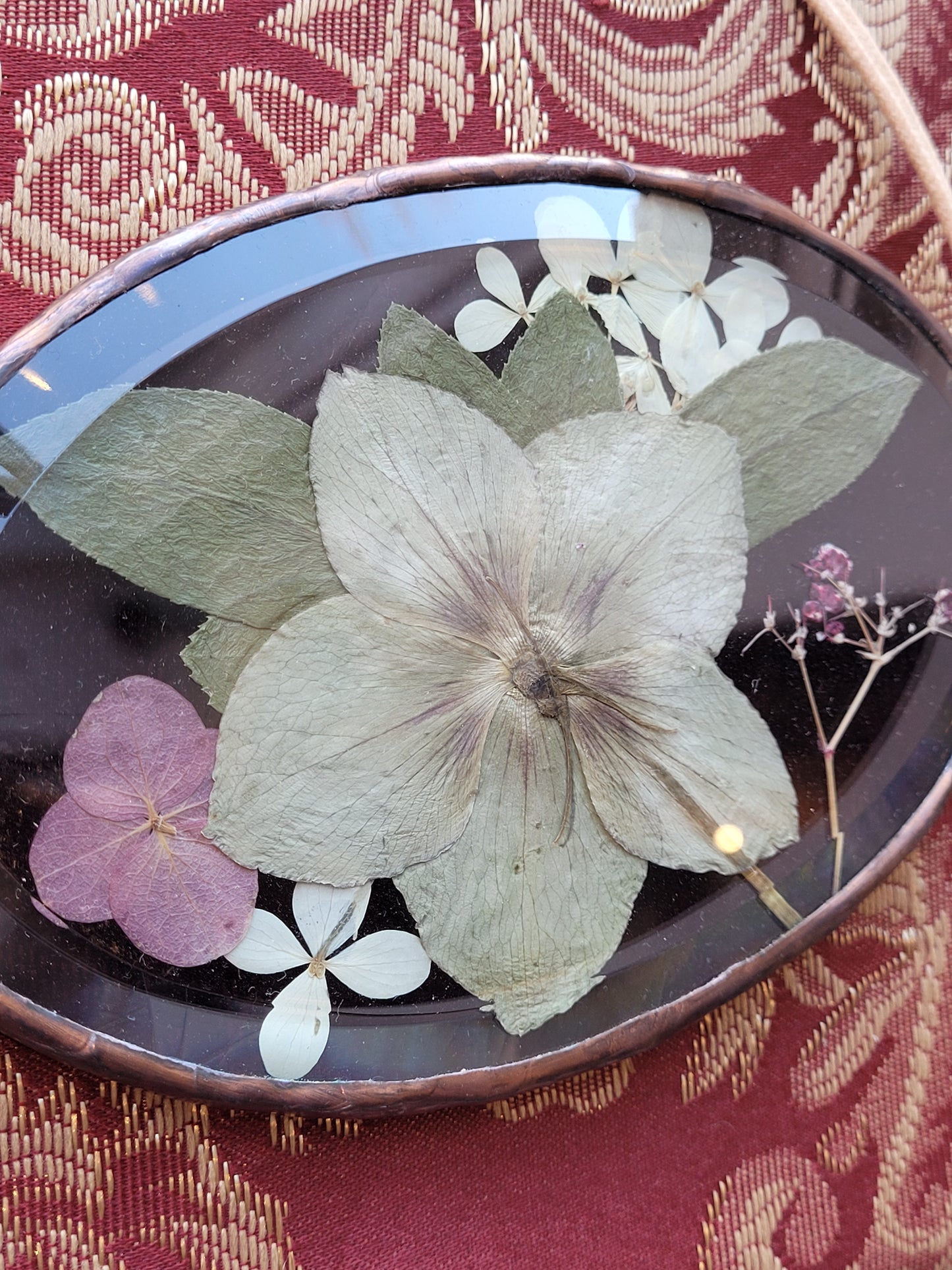 Pressed Flowers Hanging | Beveled Glass | Large