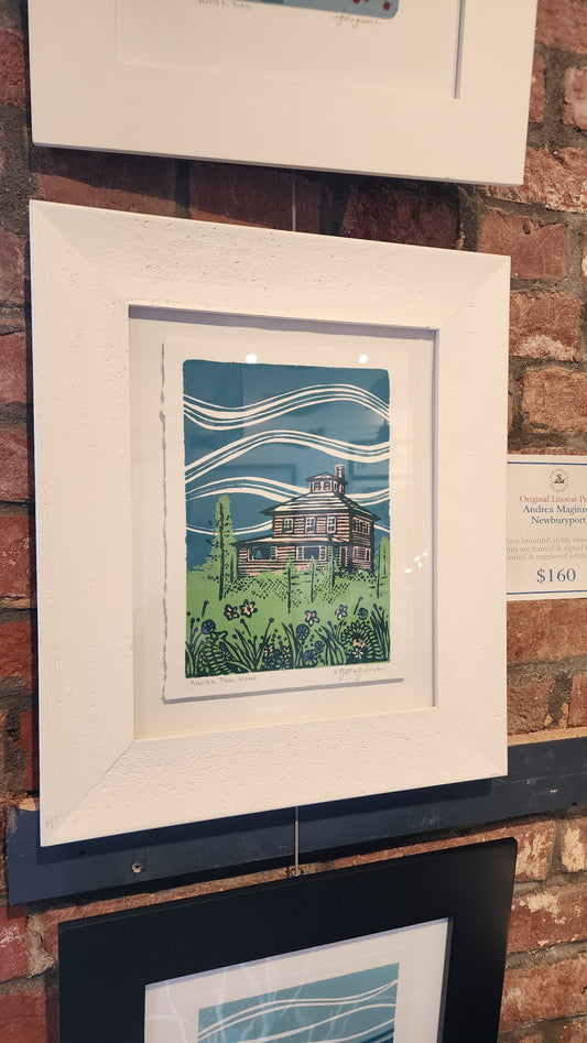 Framed Linocut Print | "Another Pink House" | Andrea Maginnis